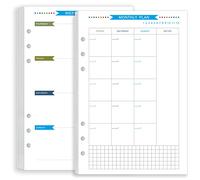Zelten Carta perforata a fogli sciolti colorata Ricariche di carta per raccoglitore a 6 fori Organizzatore personale Diario Taccuino Pianificatore ricaricabile (Weekly Monthly Planner, A5)