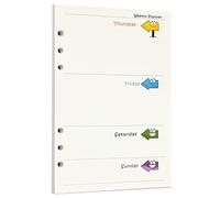 Zelten Carta perforata multicolore, 45 fogli, 90 pagine, per rilegatura a 6 fori, quaderno ricaricabile (A5, Arrow Weekly Planner)