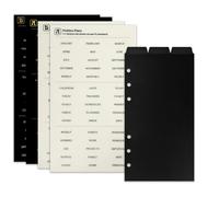 Zelten Divisori per raccoglitori in PP con 4 fogli di adesivi per organizer personale (PP nero 3 linguette superiori, foro A6/6)