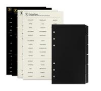 Zelten Divisori per raccoglitori in PP con cartella e 4 fogli di adesivi per schede per organizer personale (linguetta nera a 6 pagine in PP, foro A6/6)