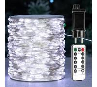 ZELUXDOT Catena Luminosa Bianca Fredda da 120m, LED a Spina su Filo d'Argento con 1200 LED, 8 Modalità per Matrimonio, Interni ed Esterni, Albero di Natale, Patio, Portico e Decorazione da Giardino
