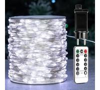 ZELUXDOT Catena Luminosa Bianca Fredda da 200m, LED a Spina su Filo d'Argento con 2000 LED, 8 Modalità per Matrimonio, Interni ed Esterni, Albero di Natale, Patio, Portico e Decorazione da Giardino