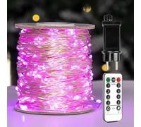 ZELUXDOT Lucine a LED Lungo Filo Argento Plug in Stringa Luminosa 8 Modalità per Matrimonio Interno Esterno Albero di Natale Patio Portico Decorazione del Giardino (1200LED/120M, Rosa)
