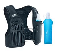 Zelvot Gilet da corsa da uomo e donna con bottiglia d'acqua da 500 ml, brevetto originale europeo, cinghie regolabili sul petto, ultraleggero e traspirante, gilet riflettente da corsa