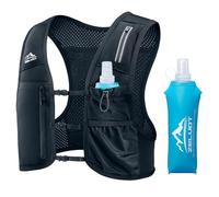 Zelvot Gilet da corsa per donne e uomini, brevetto originale del Regno Unito, cinghie pettorali regolabili, gilet da corsa per idratazione con bottiglia d'acqua da 500 ml (Nero, XS/S)
