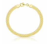 ZELYA Bracciale da donna in argento 925/585 placcato oro - Catena Bismarck larghezza da 3 a 9 mm, lunghezza separata, incisione possibile, gioielli regalo, bracciale in oro stile Bismarck, 21 cm