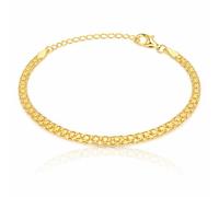 ZELYA Bracciale da donna in argento 925/585 placcato oro - Catena Bismarck larghezza da 3 a 9 mm, lunghezza separata, incisione possibile, gioielli regalo, bracciale in oro stile Bismarck, 18 cm