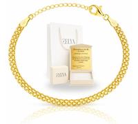 ZELYA Bracciale da donna in argento 925/585 placcato oro - Catena Bismarck larghezza da 3 a 9 mm, lunghezza separata, incisione possibile, gioielli regalo, bracciale in oro stile Bismarck, 17, 5 cm