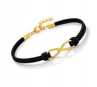 ZELYA Bracciale Infinity da donna in oro con placcatura in oro su argento 925 - Bracciale in pelle Infinity da donna, bracciale Infinity con incisione, bracciale dell'infinito da donna come regalo