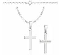 ZELYA Collana con ciondolo a croce in argento 925 per ragazze e ragazzi - 45-60 cm, collana per Comunione con croce, collana per bambini per Comunione e Battesimo, con scatola regalo e incisione, 45