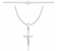 ZELYA Collana con ciondolo a croce in argento 925 per ragazze e ragazzi - 45-60 cm, collana per Comunione con croce, collana per bambini per Comunione e Battesimo, con scatola regalo e incisione, 45