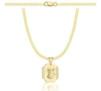 ZELYA Collana d'oro con croce/medaglione - catena a maglia panzer placcata oro 925/585 14K per ragazze e ragazzi - 45-60 cm collana per comunione con croce, collana per bambini per comunione e