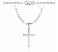 ZELYA Collana in argento con ciondolo a forma di croce 925, 2 mm, da uomo e da donna, con incisione e confezione regalo inclusa, 45 cm, Argento, Nessuna pietra preziosa