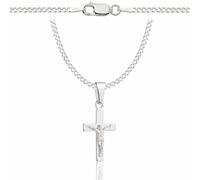 ZELYA Collana in argento con ciondolo a forma di croce 925, 2 mm, da uomo e da donna, con incisione e confezione regalo inclusa, 45 cm, Argento, Nessuna pietra preziosa