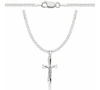 ZELYA Collana in argento con ciondolo a forma di croce 925, 2 mm, da uomo e da donna, con incisione e confezione regalo inclusa, 45 cm, Argento, Nessuna pietra preziosa