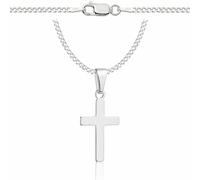 ZELYA Collana in argento con ciondolo a forma di croce 925, 2 mm, da uomo e da donna, con incisione e confezione regalo inclusa, 45 cm, Argento, Nessuna pietra preziosa