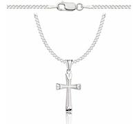 ZELYA Collana in argento con ciondolo a forma di croce 925, 2 mm, da uomo e da donna, con incisione e confezione regalo inclusa, 45 cm, Argento, Nessuna pietra preziosa