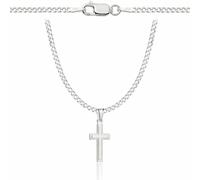 ZELYA Collana in argento con ciondolo a forma di croce 925, 2 mm, da uomo e da donna, con incisione e confezione regalo inclusa, 45 cm, Argento, Nessuna pietra preziosa