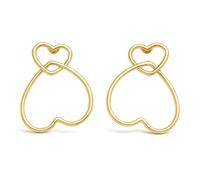 ZELYA Orecchini da donna in oro a forma di cuore - Set regalo per voi con incisione, dedica personalizzata, in argento 925/585 placcato oro, Mittel, Argento, Nessuna pietra preziosa