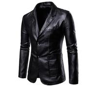ZEMALON Giacca Uomo Gioventù Personalità Tendenza Giacca Outdoor Uomo Temperamento Retro Giacca Moto Uomo Casual Moda Bello Giacca In Ecopelle Uomo B-Black L