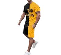 ZEMALON Sportiva T-Shirt Uomo Moda Casual 2 Pezzi Set Uomo Tute Sportive Da Uomo Streetwear Tuta Sportiva Uomo Classica Tendenza T-Shirt Uomo A-21 5XL