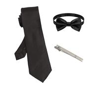 ZEMINRI 1 Pezzi Papillon Regolabile 1 Pezzi Cravatta con Fermacravatta per Uomo Trattamento Antirughe Cravatta Nera Smoking Uomo per Matrimoni, Funerali, Feste, Lavoro ed Eventi Formali (Kit, Nero)