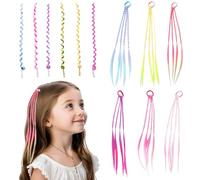 ZEMINRI 12 Pezzi Treccine Capelli Bambina Carino Extension Capelli | per Tutti i Tipi Capelli Non Danneggia Hair Tinsel Accessori per Fare Trecce Colorati Hair Extensions per Ragazze (Colorato)