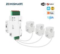 Zemismart 120A Zigbee WiFi Contatore di energia su guida Din Monitor di potenza trifase Funziona con Tuya CT split-core rimovibile 220V 240V WiFi 3 Phase