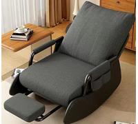 zemua Moderna sedia a dondolo con poggiapiedi Glider sedia con poggiapiedi pieghevole, comoda per soggiorno e camera da letto (grigio)