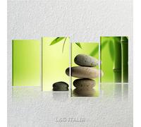 Zen 1 - Quadro Moderno Bagno Benessere 152 x 78 Bamboo Verde Sassi