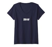 Zen AF Maglietta con Collo a V, Donna, Navy, M