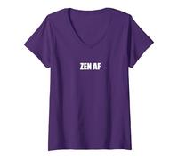 Zen AF Maglietta con Collo a V, Donna, Viola, S