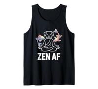 Zen AF Meditating Dog Yoga Posa Spirituale Koi Fish Namaste Canotta