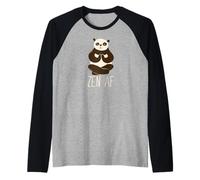 Zen AF Panda Meditazione Yoga Consapevole Come F-CK Meme Maglia con Maniche Raglan