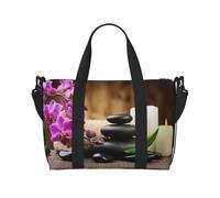 Zen, borsone da viaggio con stampa di pietre per weekender, borsa leggera da portare a mano, borsa per oggetti personali, Nero , Taglia unica
