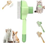 Zen Brush for Cats, Pet Stainless Steel Comb, for Cat and Dog Flea Treatment, New with Release Button, Removing Matted Fur,Pet Grooming Brush for Massaging Cleaning Hair (Green)
