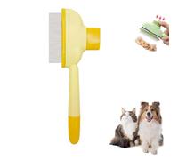 Zen Brush for Cats - Self-Cleaning Cat Comb, Dual-Action Grooming Brush for Cats, Flea & Fur Removal Tool with 360° Massage Teeth, Hypoallergenic Pet Comb for Shedding Control & Skin Care (Yellow)