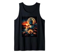 Zen Buddha Meditazione Lotus Tramonto Arte Spirituale Canotta