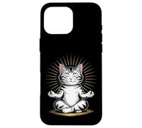 Zen Cat Meditando Mindfulness Yoga Custodia per iPhone 16 Pro Max