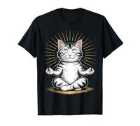 Zen Cat Meditando Mindfulness Yoga Maglietta