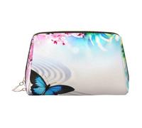 Zen Design - Trousse in pelle con stampa a farfalla, borsa per il trucco per borsetta con chiusura superiore a zip, elegante borsa da toilette, Oro, taglia unica