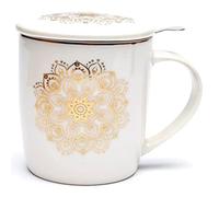 Zen et Ethnique Tazza bianca con infusore in metallo - Mandala