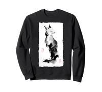 Zen Fox giapponese Sumi-e pittura a inchiostro arte minimalista Felpa