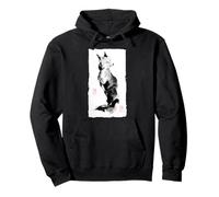 Zen Fox giapponese Sumi-e pittura a inchiostro arte minimalista Felpa con Cappuccio