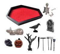 Zen Garden Desk - Kit per tablet gotico, ciotola in sabbia di bara, decorazione per Halloween, meditazione, display raccapricciante per la casa in interni, accessorio per il relax gotico