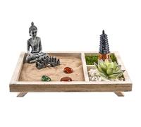 Zen Garden Desk, Miniature Japanese, Sand Garden Crafts Kit, 8.47x6.9x0.59 Inches, Tabletop Meditation Décor with Rakes And Stones for Workplace, Study Room And Home Relaxation