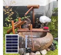 Zen Garden - Fontana ad energia solare, in legno, ecologica, per esterni, con zattere di bambù e cucchiai per rilassare la decorazione del giardino