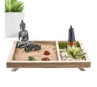Zen Garden for Desk, Miniature Japanese Sand Garden Kit, Artistic Meditation Décor, Relaxing Tabletop Craft Set, Stress Relief Ornament, Business, Workplace, Home