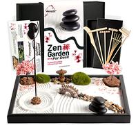 Zen Garden Kit per scrivania 30,5 x 20,3 cm, set regalo giapponese 14 accessori e 6 strumenti, mini giardino zen da meditazione, giardino di sabbia zen, decorazioni per la casa e l'ufficio, kit