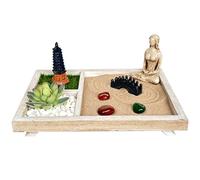 Zen Garden, Small Japanese Sand Garden Kit, 8.47x6.9x0.59 Inches Relaxing Meditation Decor, Artistic Miniature Craft Set, Stress Relief Table Ornament, for Workplace, Study Room